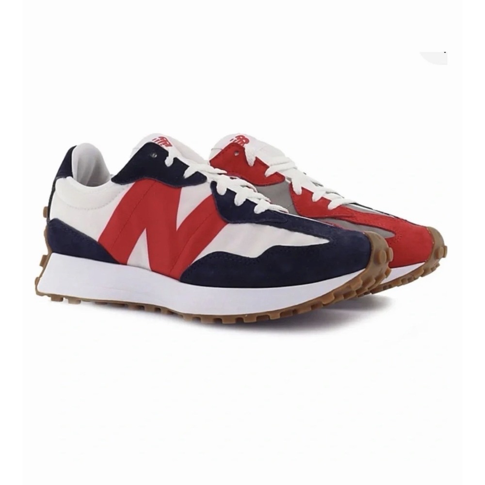 New Balance 327 Men's Red Gray White Navy Colorblock Low Top Lace-Up size 8